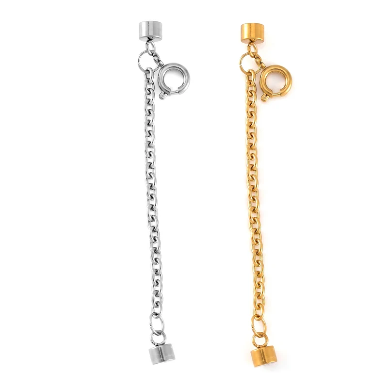 2er Set Armband Magnetschließe mit Extender aus 316L Edelstahl, Silberfarben und Goldfarben