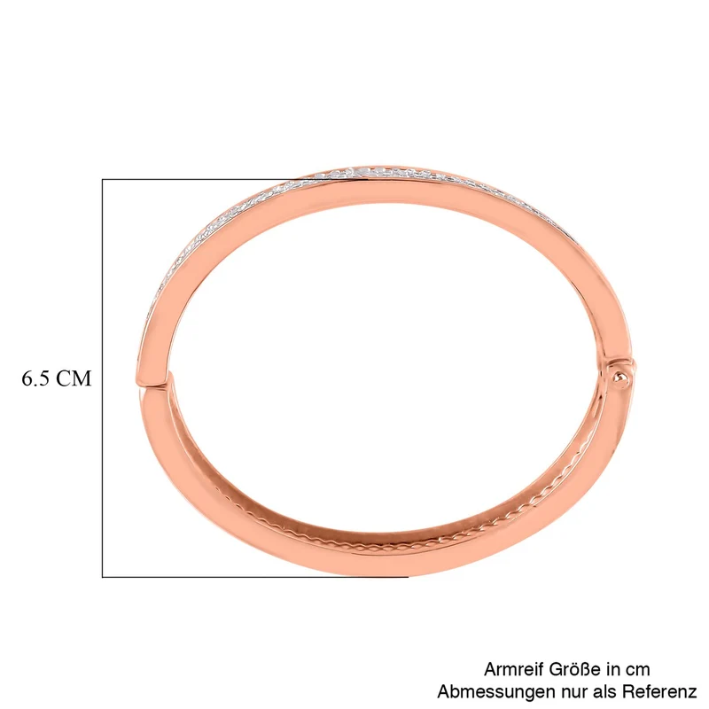 Weißer Kristall Armreif ca. 19 cm, roséfarben