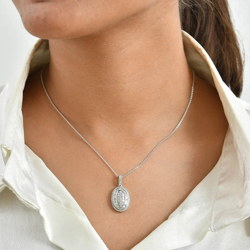 D'Joy Grüner Diamant Schmuckset ca. 50 cm 925 Silber Rhodiniert ca. 1.03 ct