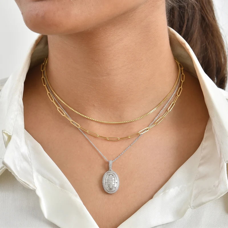 D'Joy Grüner Diamant Schmuckset ca. 50 cm 925 Silber Rhodiniert ca. 1.03 ct