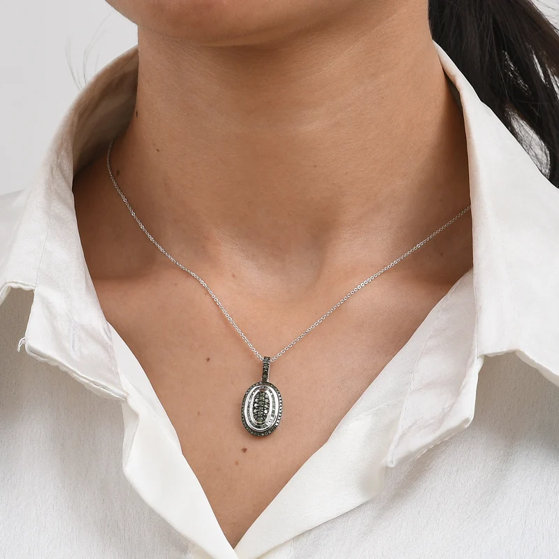 D'Joy Grüner Diamant Schmuckset ca. 50 cm 925 Silber Rhodiniert ca. 1.03 ct