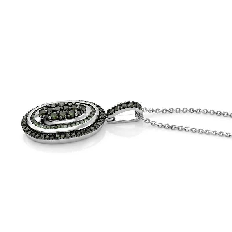 D'Joy Grüner Diamant Schmuckset ca. 50 cm 925 Silber Rhodiniert ca. 1.03 ct