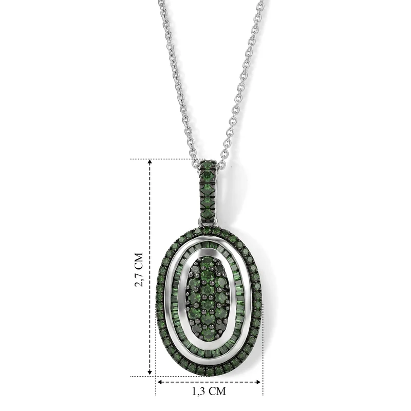 D'Joy Grüner Diamant Schmuckset ca. 50 cm 925 Silber Rhodiniert ca. 1.03 ct