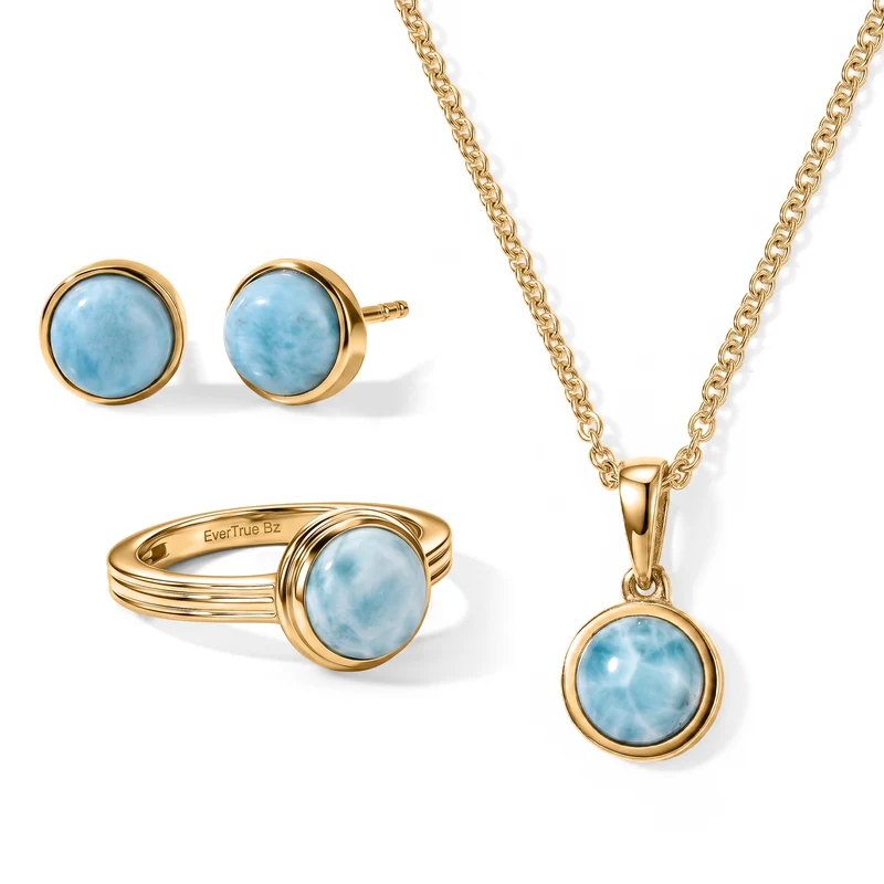 EVER TRUE AAA Larimar Schmuckset ca. 50 cm (Größe 19) ca. 6,09 ct.