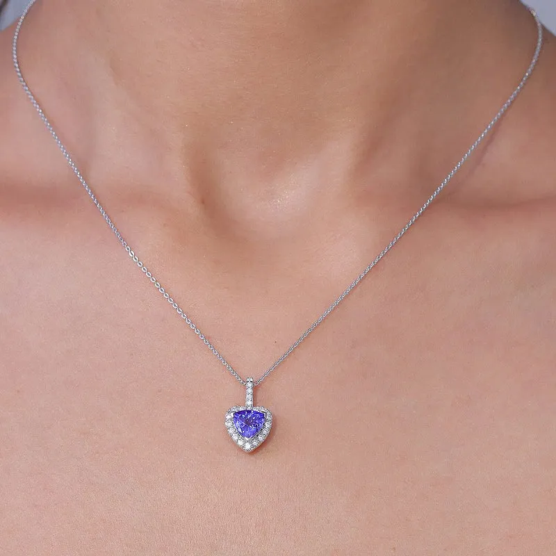 D'Joy AGI zertifizierter und geprüfter AA Tansanit und Moissanit Anhänger mit 50cm Kette, 925 Silber rhodiniert - 1,54 ct. (9-14 Werktage Lieferzeit)