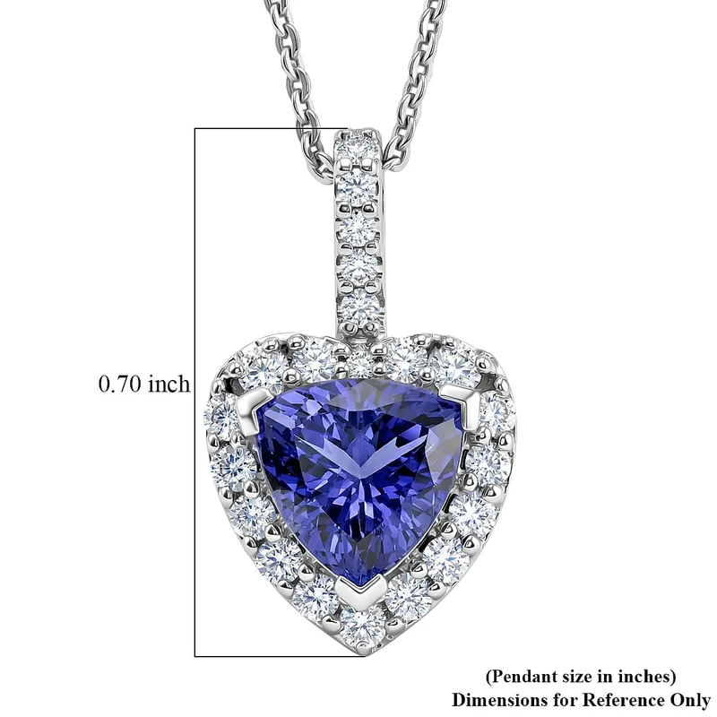 D'Joy AGI zertifizierter und geprüfter AA Tansanit und Moissanit Anhänger mit 50cm Kette, 925 Silber rhodiniert - 1,54 ct. (9-14 Werktage Lieferzeit)