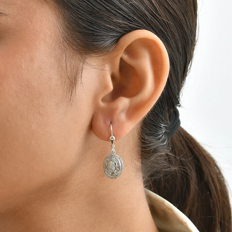 D'Joy Grüner Diamant Ohrringe 925 Silber Rhodiniert ca. 0.97 ct