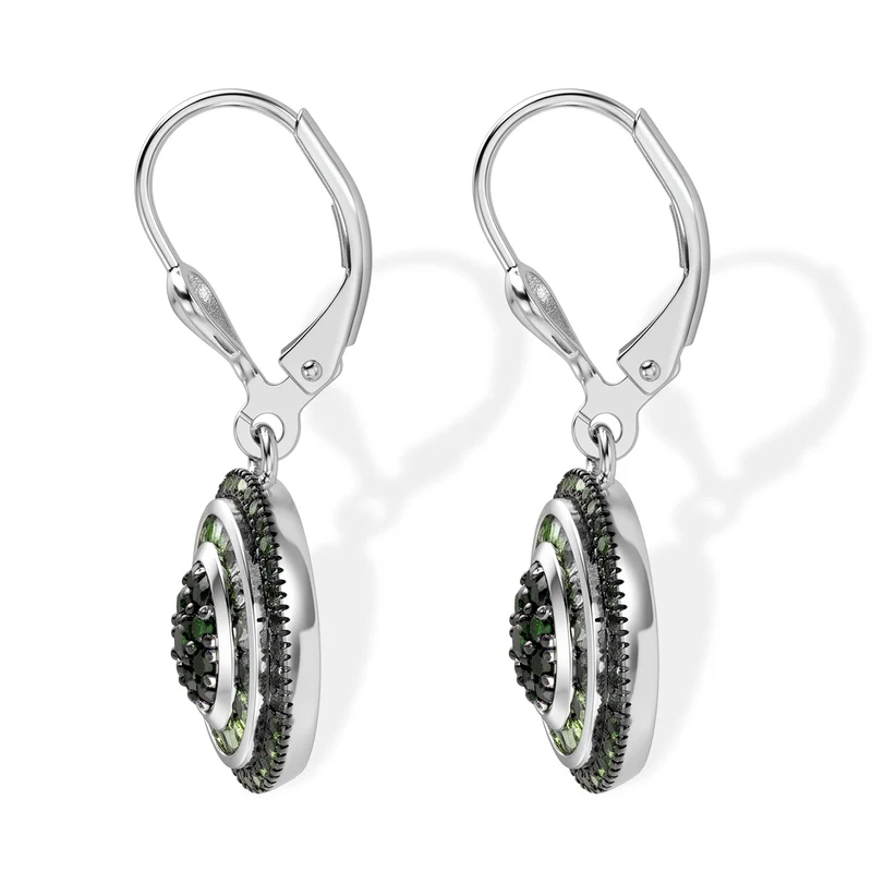 D'Joy Grüner Diamant Ohrringe 925 Silber Rhodiniert ca. 0.97 ct