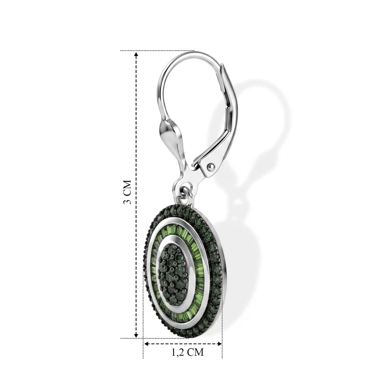 D'Joy Grüner Diamant Ohrringe 925 Silber Rhodiniert ca. 0.97 ct