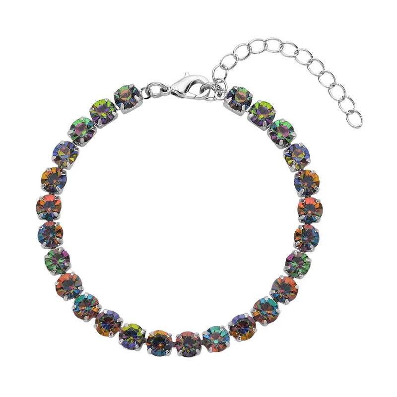 9-teiliges Schmuckset mit 4 Paar Weißen Muschelkernperle Ohrsteckern, 4 Paar Kristall-Ohrringen und Tennisarmband, 20,3 + 3,8 cm, ca. 55.00 ct