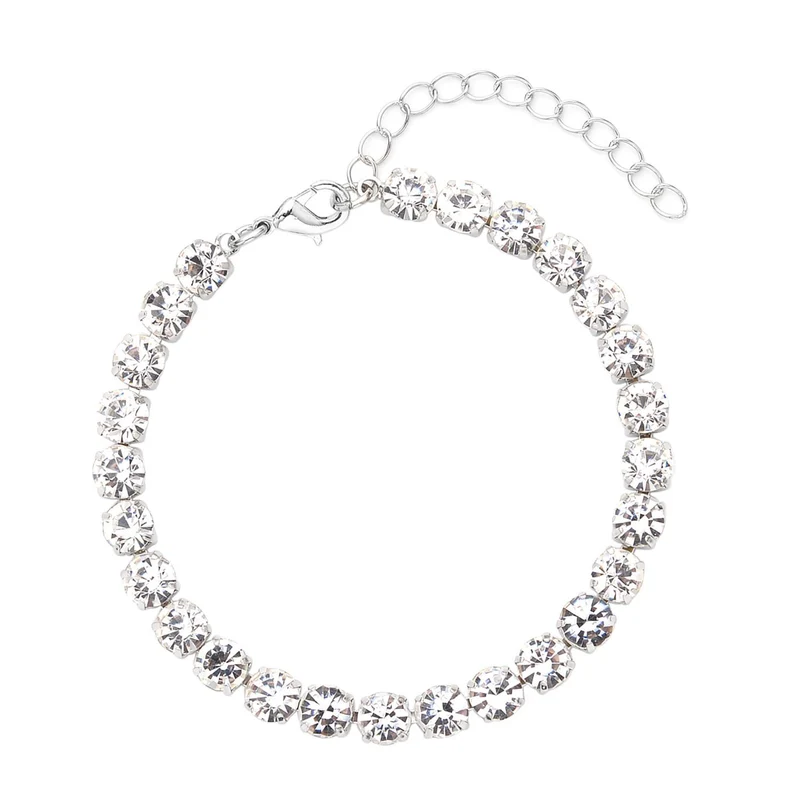 9-teiliges Schmuckset mit 4 Paar Weißen Muschelkernperle Ohrsteckern, 4 Paar Kristall-Ohrringen und Tennisarmband, 20,3 + 3,8 cm, ca. 55.00 ct