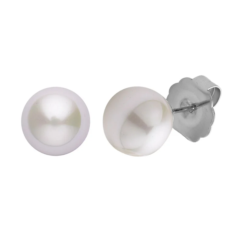 9-teiliges Schmuckset mit 4 Paar Weißen Muschelkernperle Ohrsteckern, 4 Paar Kristall-Ohrringen und Tennisarmband, 20,3 + 3,8 cm, ca. 55.00 ct