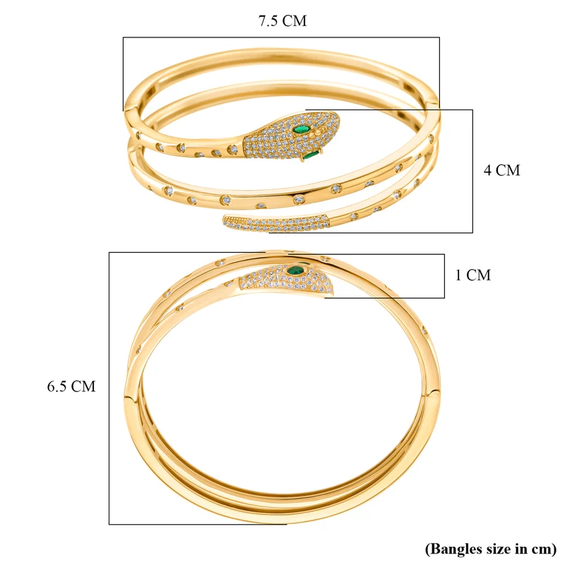 Grüner Zirkonia, Weißer Zirkonia Armreif ca. 19 cm Nickelfreies Messing 1.00 ct