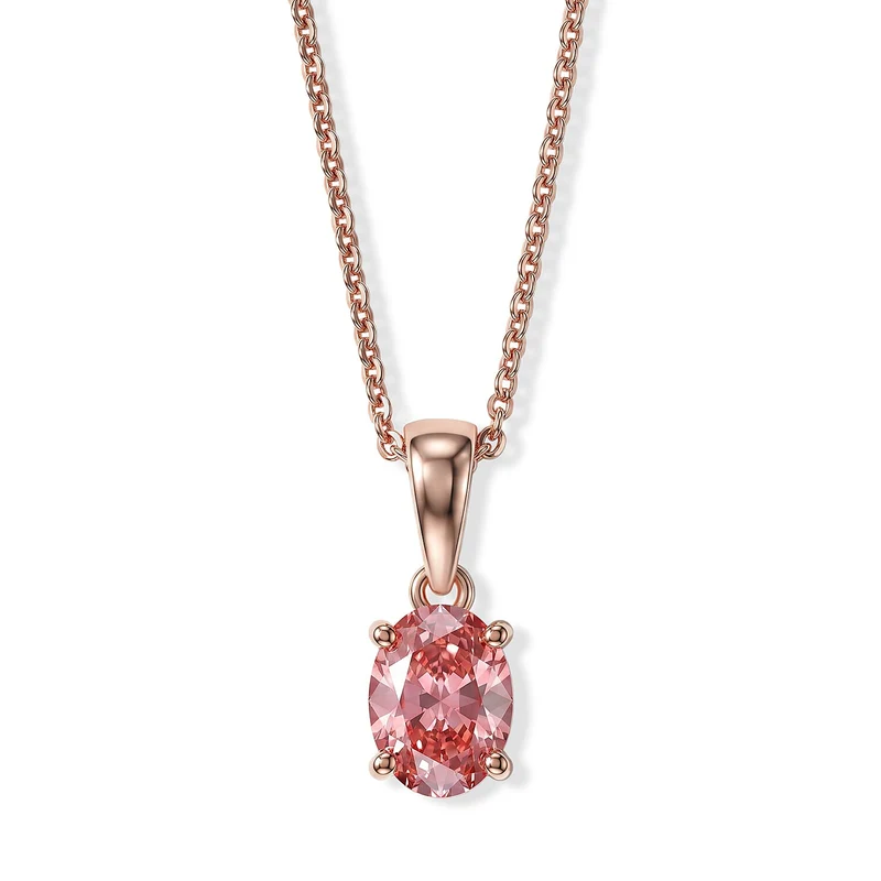 LUXURIANT zertifizierter und geprüfter VS-EF SGL zertifizierter Labor rosa Diamant Anhänger mit 45cm Kette, 925 Silber 750 Roségold Vermeil -(10-15 Werktage Lieferzeit) 1,04 ct.