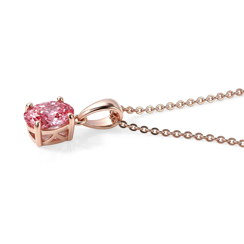 LUXURIANT zertifizierter und geprüfter VS-EF SGL zertifizierter Labor rosa Diamant Anhänger mit 45cm Kette, 925 Silber 750 Roségold Vermeil -(10-15 Werktage Lieferzeit) 1,04 ct.