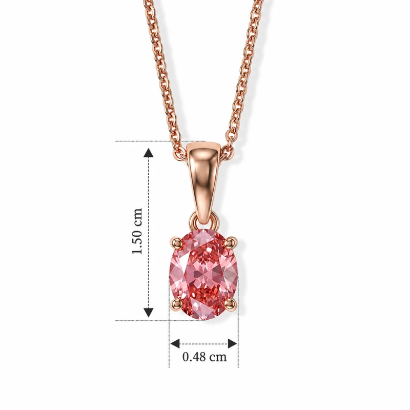 LUXURIANT zertifizierter und geprüfter VS-EF SGL zertifizierter Labor rosa Diamant Anhänger mit 45cm Kette, 925 Silber 750 Roségold Vermeil -(10-15 Werktage Lieferzeit) 1,04 ct.