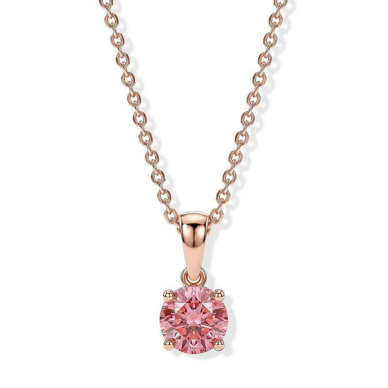 LUXURIANT zertifizierter und geprüfter VS-EF SGL zertifizierter Labor rosa Diamant Anhänger mit 45cm Kette, 925 Silber 750 Roségold Vermeil -(10-15 Werktage Lieferzeit) 1,04 ct.