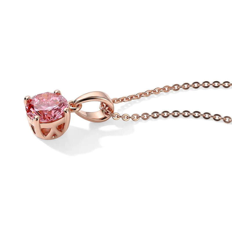 LUXURIANT zertifizierter und geprüfter VS-EF SGL zertifizierter Labor rosa Diamant Anhänger mit 45cm Kette, 925 Silber 750 Roségold Vermeil -(10-15 Werktage Lieferzeit) 1,04 ct.