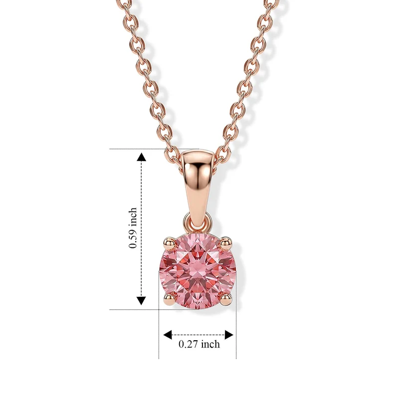 LUXURIANT zertifizierter und geprüfter VS-EF SGL zertifizierter Labor rosa Diamant Anhänger mit 45cm Kette, 925 Silber 750 Roségold Vermeil -(10-15 Werktage Lieferzeit) 1,04 ct.
