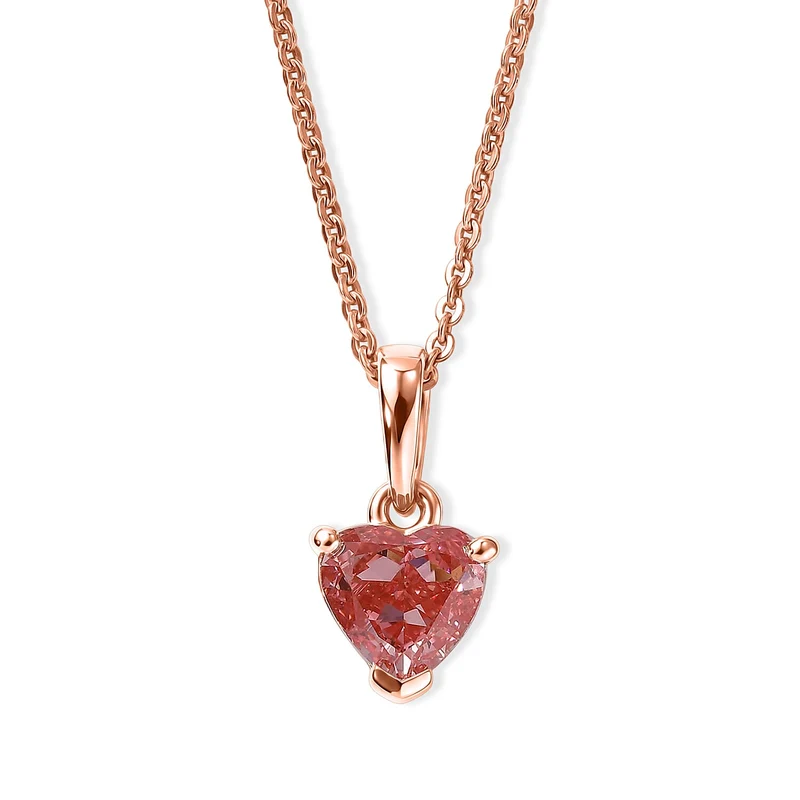 LUXURIANT zertifizierter und geprüfter VS-EF SGL zertifizierter Labor rosa Diamant Anhänger mit 45cm Kette, 925 Silber 750 Roségold Vermeil -(10-15 Werktage Lieferzeit) 1,04 ct.