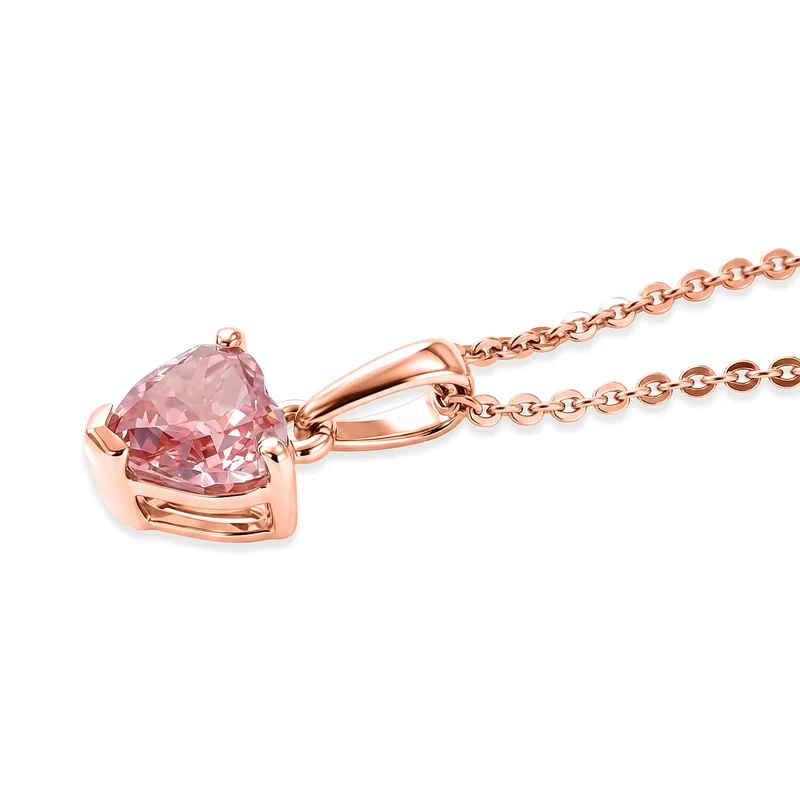 LUXURIANT zertifizierter und geprüfter VS-EF SGL zertifizierter Labor rosa Diamant Anhänger mit 45cm Kette, 925 Silber 750 Roségold Vermeil -(10-15 Werktage Lieferzeit) 1,04 ct.