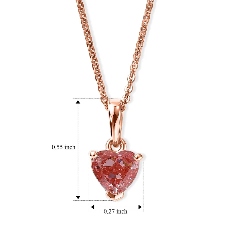 LUXURIANT zertifizierter und geprüfter VS-EF SGL zertifizierter Labor rosa Diamant Anhänger mit 45cm Kette, 925 Silber 750 Roségold Vermeil -(10-15 Werktage Lieferzeit) 1,04 ct.