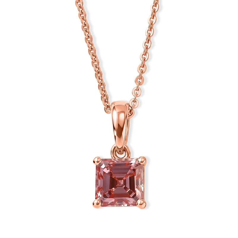 LUXURIANT zertifizierter und geprüfter VS-EF SGL zertifizierter Labor rosa Diamant Anhänger mit 45cm Kette, 925 Silber 750 Roségold Vermeil -(10-15 Werktage Lieferzeit) 1,04 ct.