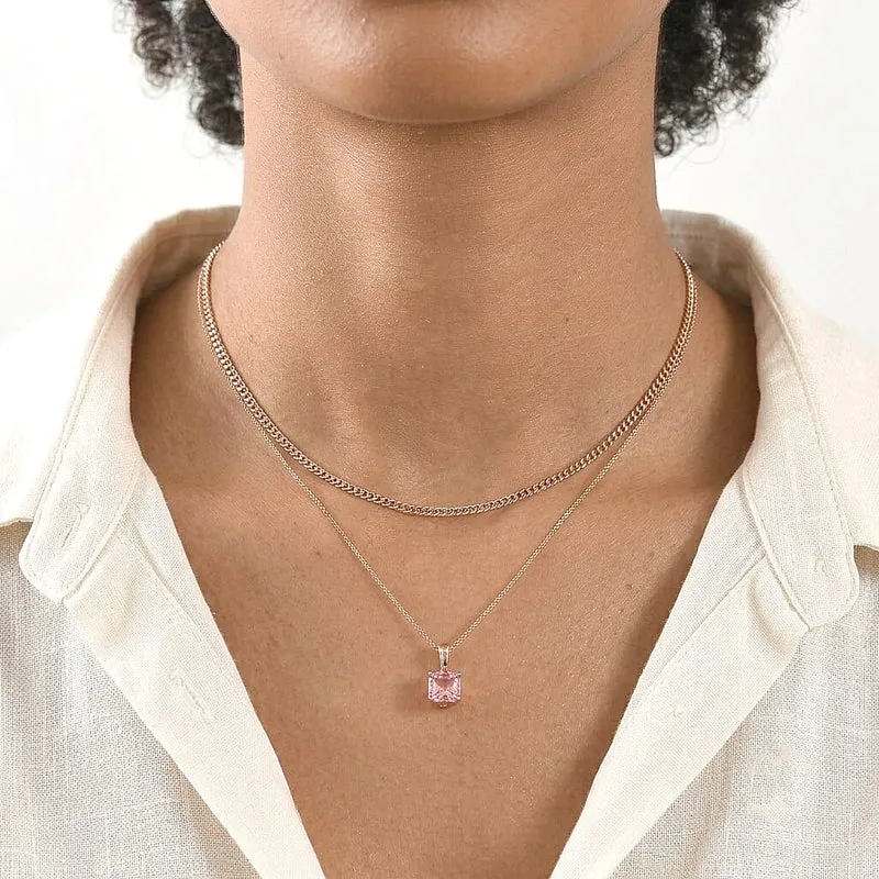 LUXURIANT zertifizierter und geprüfter VS-EF SGL zertifizierter Labor rosa Diamant Anhänger mit 45cm Kette, 925 Silber 750 Roségold Vermeil -(10-15 Werktage Lieferzeit) 1,04 ct.
