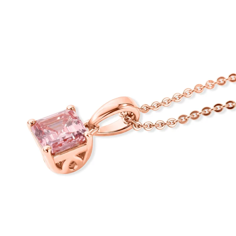 LUXURIANT zertifizierter und geprüfter VS-EF SGL zertifizierter Labor rosa Diamant Anhänger mit 45cm Kette, 925 Silber 750 Roségold Vermeil -(10-15 Werktage Lieferzeit) 1,04 ct.