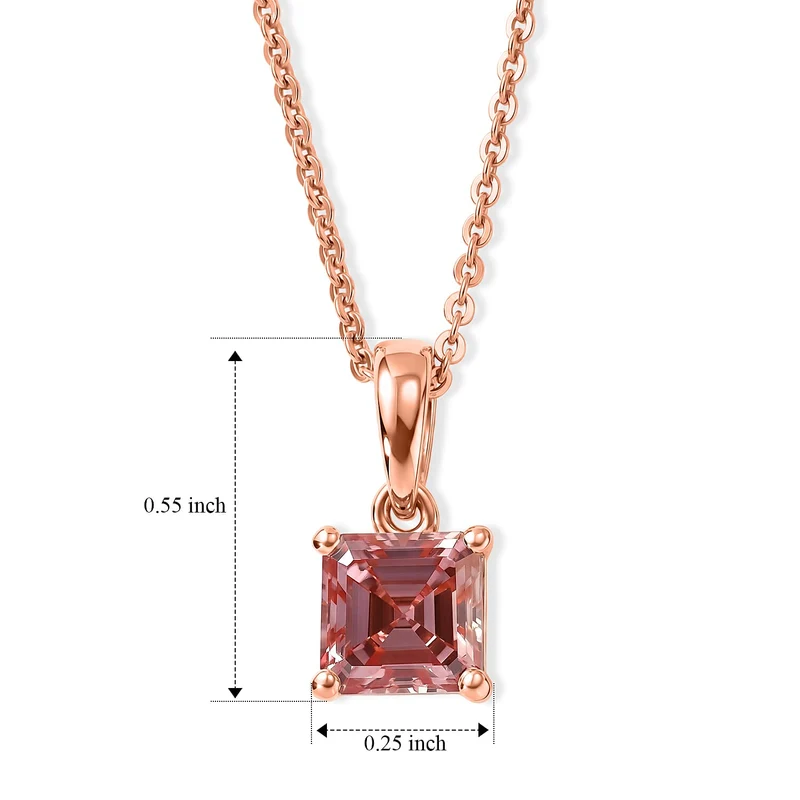 LUXURIANT zertifizierter und geprüfter VS-EF SGL zertifizierter Labor rosa Diamant Anhänger mit 45cm Kette, 925 Silber 750 Roségold Vermeil -(10-15 Werktage Lieferzeit) 1,04 ct.