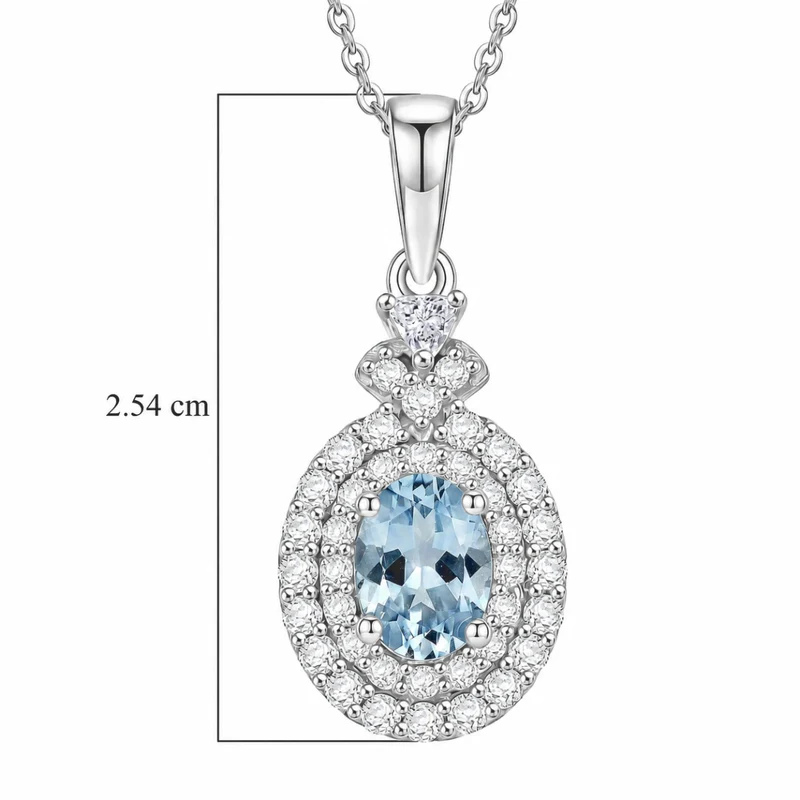 D'Joy AA Santamaria Aquamarin, Moissanit AGI zertifiziert Schmuckset (10-15 Werktage Lieferzeit) ca. 50 cm 925 Silber Rhodiniert ca. 1,44 ct.