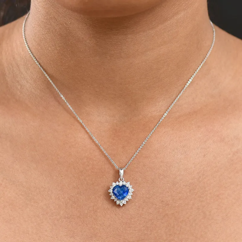D'Joy AA Natürlicher Kaschmir-Kyanit, Moissanit Schmuckset ca. 50 cm 925 Silber Rhodiniert ca. 3,65 ct.