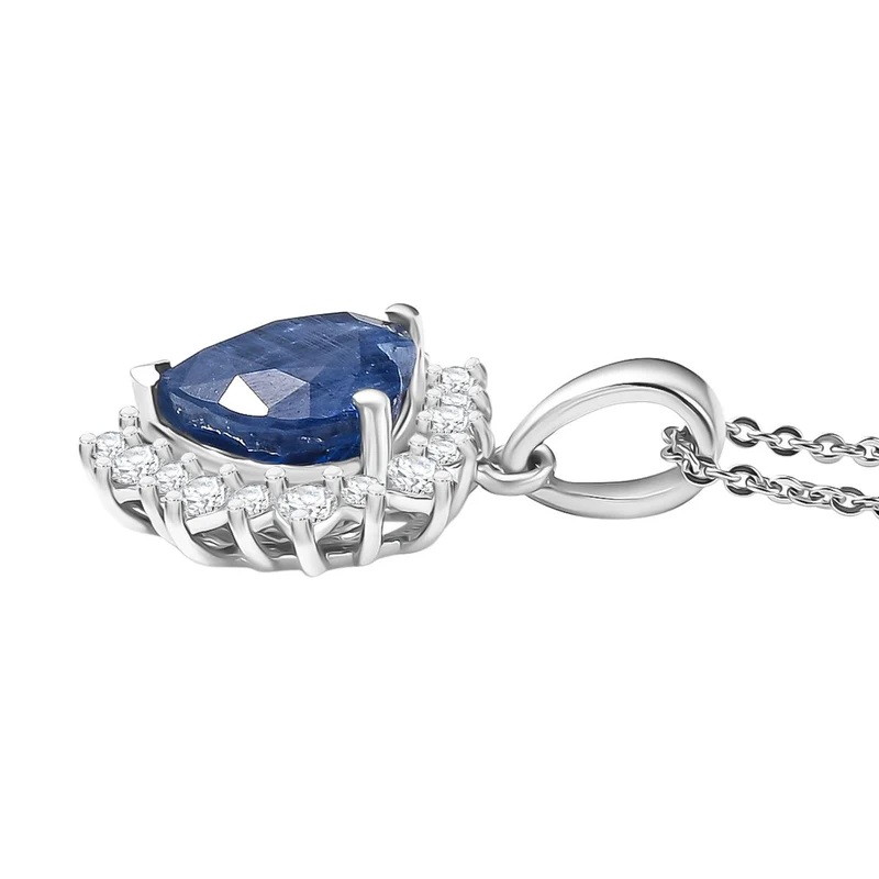 D'Joy AA Natürlicher Kaschmir-Kyanit, Moissanit Schmuckset ca. 50 cm 925 Silber Rhodiniert ca. 3,65 ct.