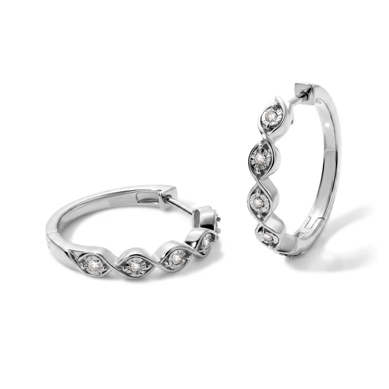 EverTrue weiße Diamant Ohrringe, Messing mit Gelbgold E-Beschichtung - 0,15 ct.