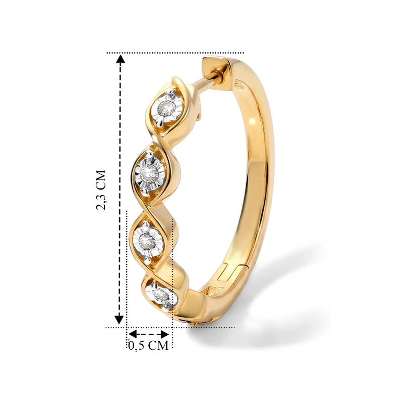 EverTrue weiße Diamant Ohrringe, Messing mit Gelbgold E-Beschichtung - 0,15 ct.