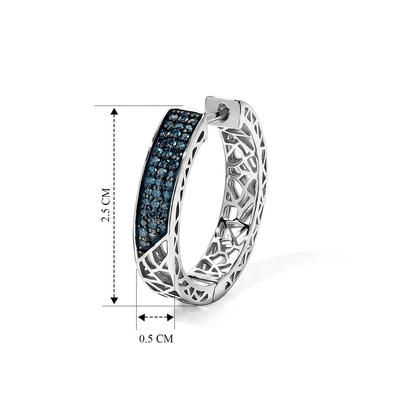 D'Joy Blauer Diamant Ohrringe 925 Silber Rhodiniert ca. 0.50 ct