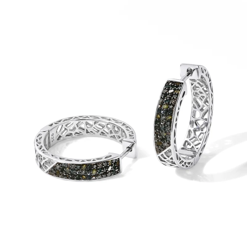 D'Joy Blauer Diamant Ohrringe 925 Silber Rhodiniert ca. 0.50 ct