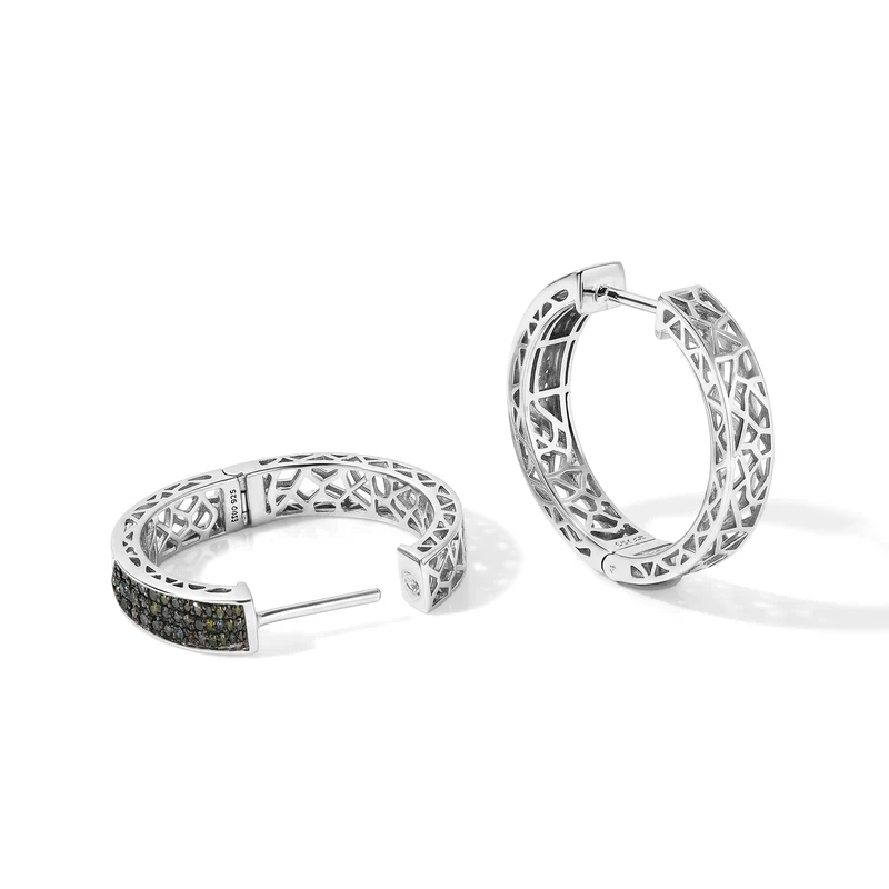 D'Joy Blauer Diamant Ohrringe 925 Silber Rhodiniert ca. 0.50 ct