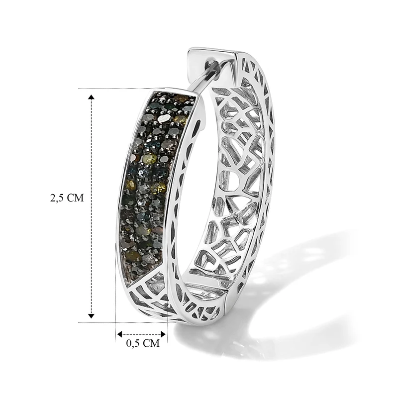 D'Joy Blauer Diamant Ohrringe 925 Silber Rhodiniert ca. 0.50 ct
