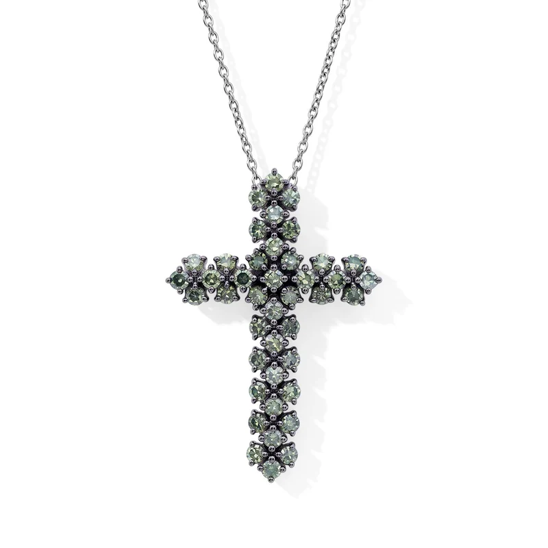LUXURIANT SGL zertifizierter SI Labor grüner Diamant Anhänger mit 45+5cm Kette, 925 Silber rhodiniert - 1 ct.