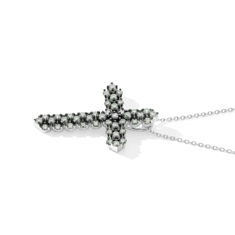 LUXURIANT SGL zertifizierter SI Labor grüner Diamant Anhänger mit 45+5cm Kette, 925 Silber rhodiniert - 1 ct.