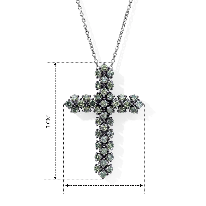 LUXURIANT SGL zertifizierter SI Labor grüner Diamant Anhänger mit 45+5cm Kette, 925 Silber rhodiniert - 1 ct.