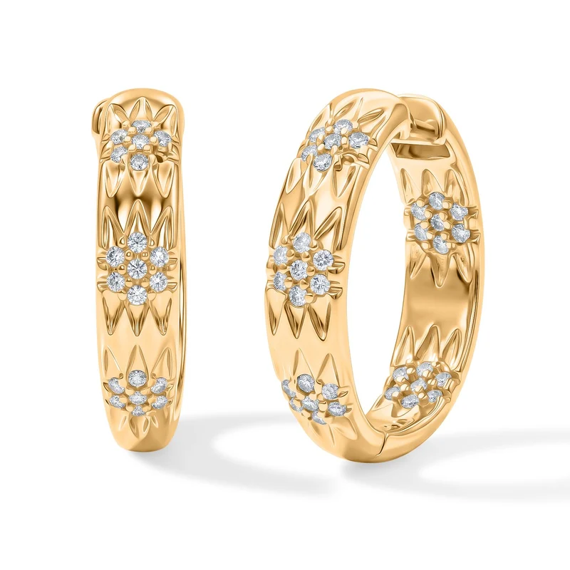 LUXURIANT 0,50 ct. SGL zertifizierte SI-GH Labor Diamant Ohrringe, 925 Silber 750 Gelbgold Vermeil