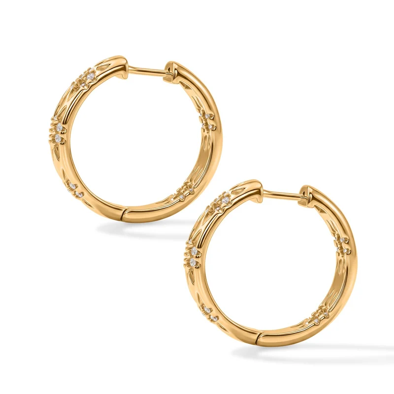 LUXURIANT 0,50 ct. SGL zertifizierte SI-GH Labor Diamant Ohrringe, 925 Silber 750 Gelbgold Vermeil