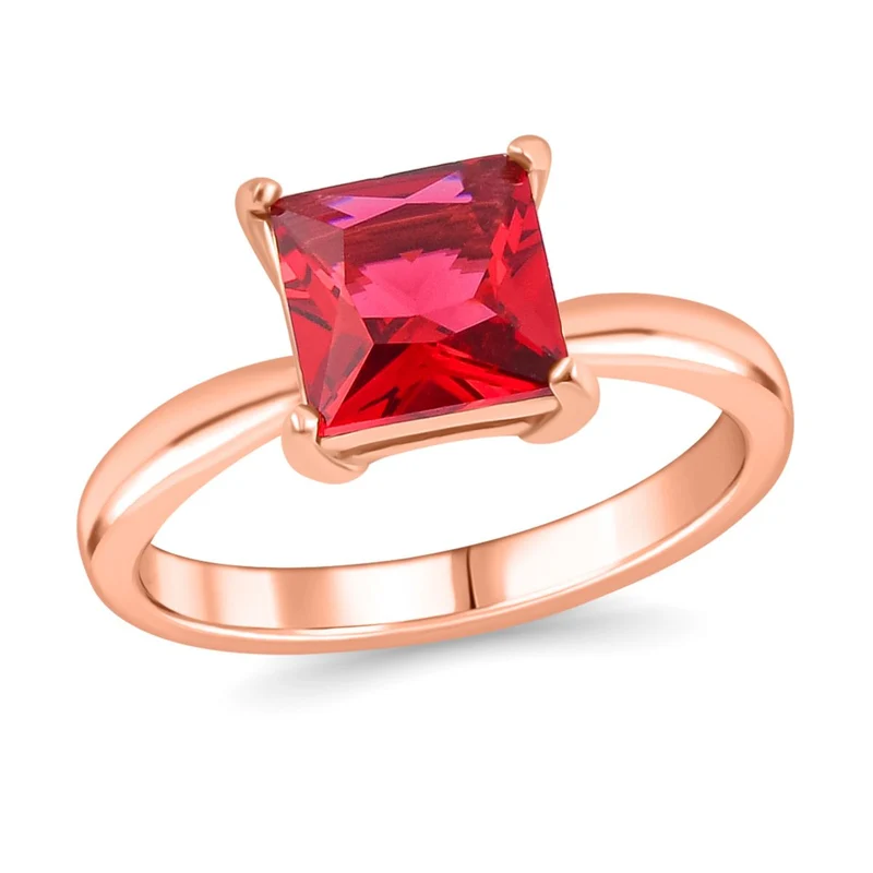 3er Set - Roter Zirkonia Ring, Anhänger und Ohrringe Schmuckset (Größe 17.00), Reiner Edelstahl, rosevergoldet