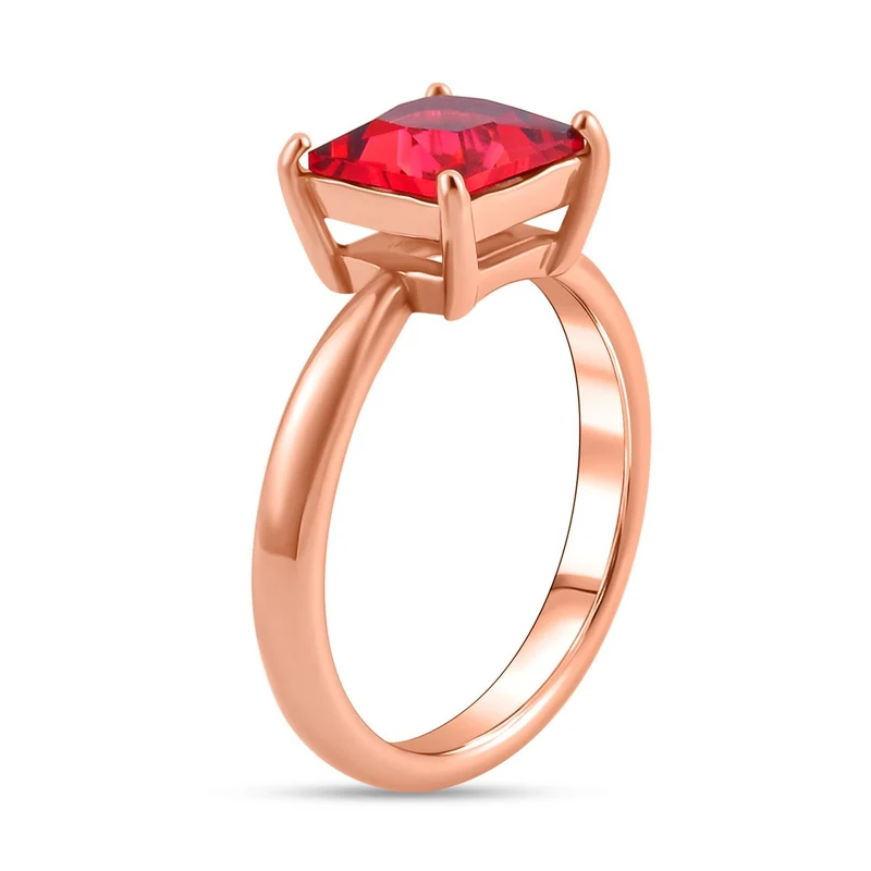 3er Set - Roter Zirkonia Ring, Anhänger und Ohrringe Schmuckset (Größe 17.00), Reiner Edelstahl, rosevergoldet