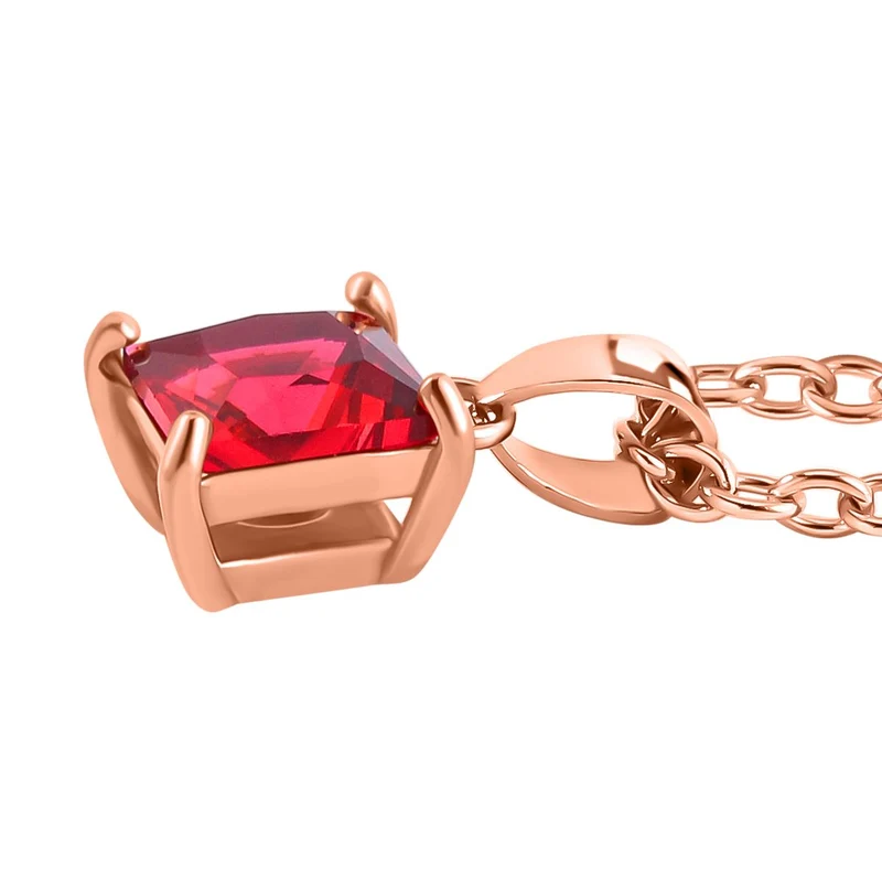 3er Set - Roter Zirkonia Ring, Anhänger und Ohrringe Schmuckset (Größe 17.00), Reiner Edelstahl, rosevergoldet