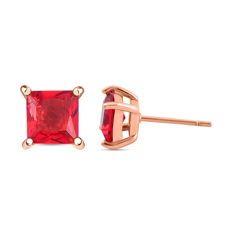 3er Set - Roter Zirkonia Ring, Anhänger und Ohrringe Schmuckset (Größe 17.00), Reiner Edelstahl, rosevergoldet