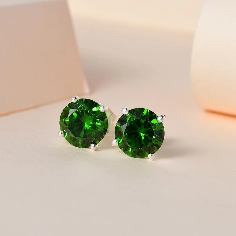 Grüner Zirkonia Ohrringe, 925 Silber ca. 6.45 ct