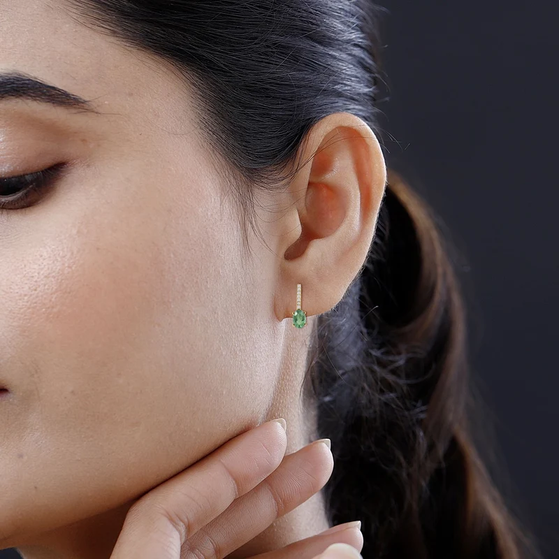 AAA Kagem Sambischer Smaragd, weißer Diamant, zertifiziert und geprüft, Ohrringe 585 Gold ca. 1.75 ct